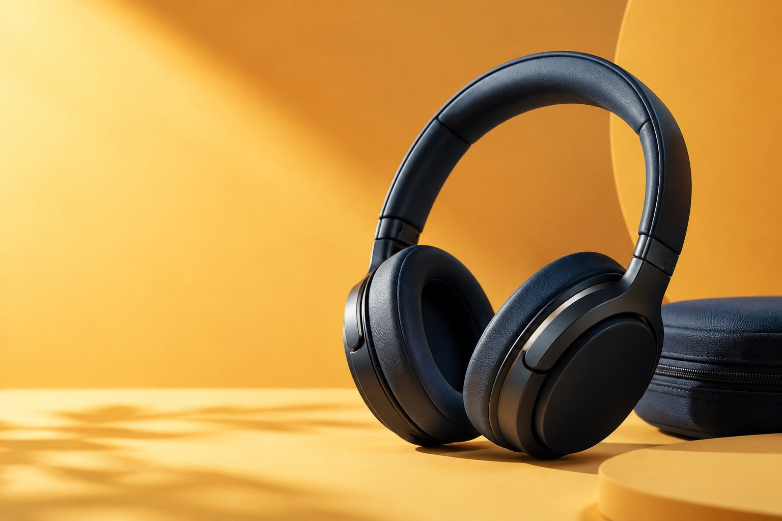 Auriculares de diadema con estuche de transporte