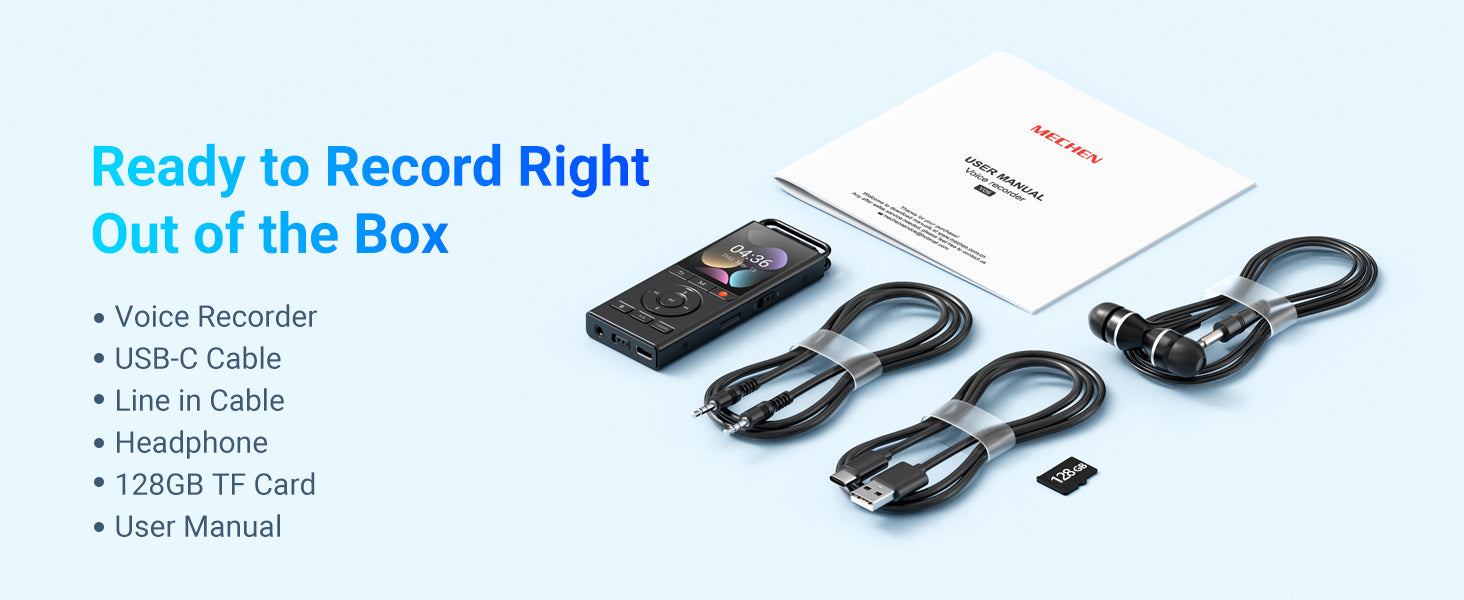 144GB Digital Voice Recorder — Voice-Activated for Lectures, Meetings & Interviews