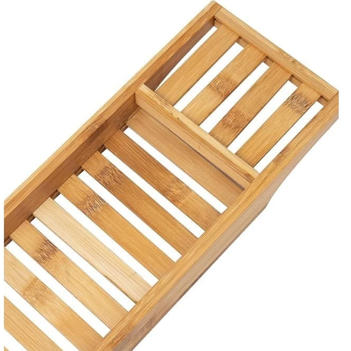 Natural Bamboo Bath Caddy Tray – 70 cm, White Finish