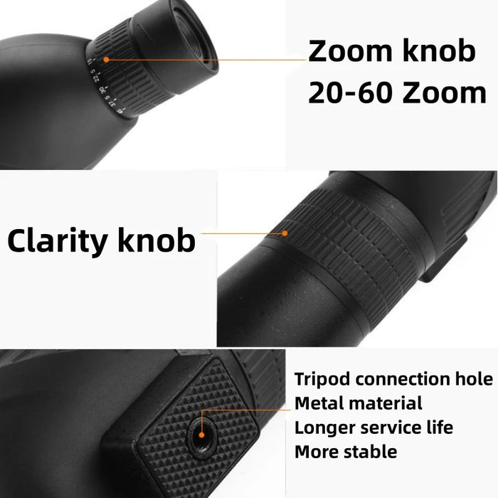 60x Zoom Spotting Scope – 20–60x, 60mm Objective Monocular for Birdwatching & Camping