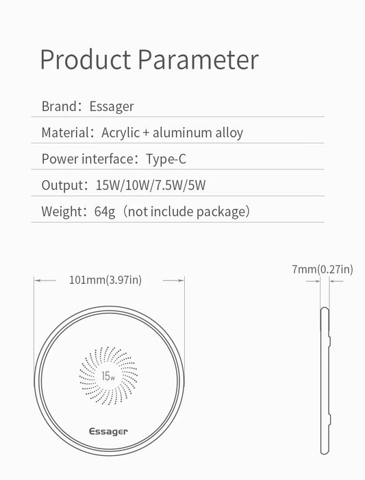 15W Qi Wireless Charging Pad — Fast Charger for iPhone, Samsung & AirPods