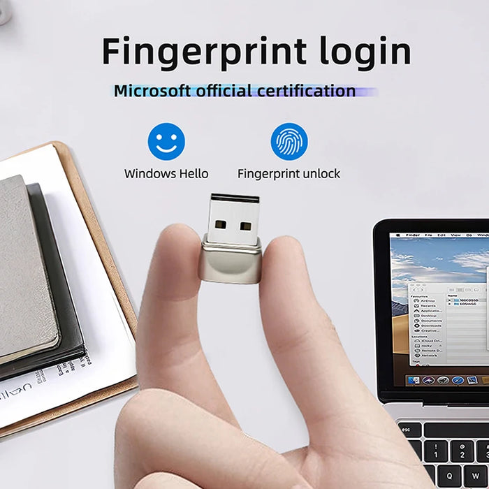 Mini USB Fingerprint Reader for Windows Hello — Metal Biometric Scanner for PC and Laptop