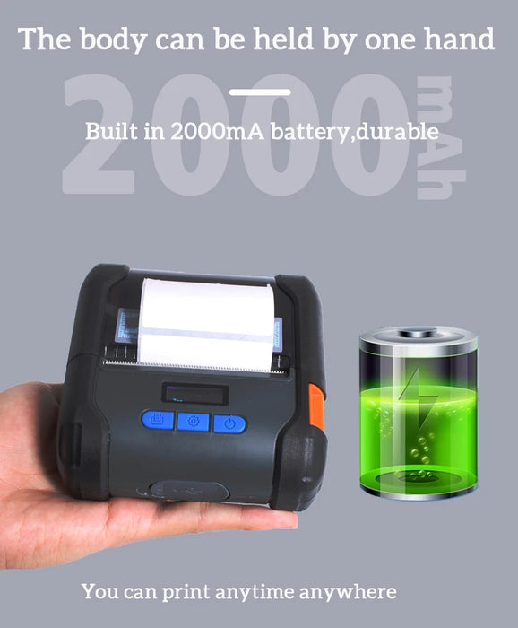Portable 80mm Thermal Label & Receipt Printer — USB, Wi‑Fi & Bluetooth (iOS/Android/Windows)