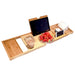 Bamboo Bathtub Caddy Tray – Extendable Spa Tray with Book, Wine and Tablet Holder