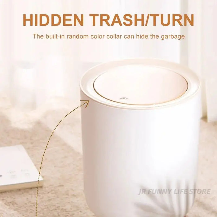 7L Round Wood‑Grain Press Dustbin with Legs