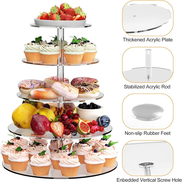 Clear Acrylic Round Cupcake Stand — 3/4/5 Tier Dessert Display