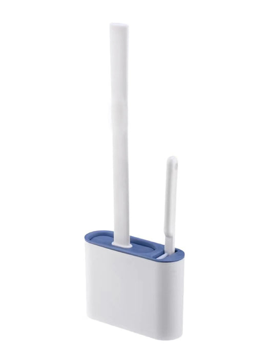 Wall-Mounted Silicone Toilet Brush with Long Handle — Quick-Dry Soft Bristles
