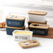 Ceramic Butter & Cheese Storage Box with Bamboo Lid and Knife — 14.8×8.5×6cm