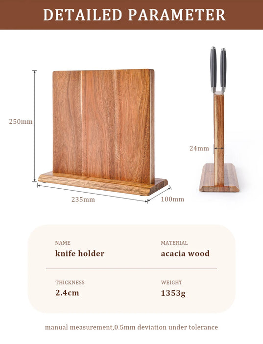 Acacia Wood Magnetic Knife Block – Kitchen Knife Holder with Strong Magnets