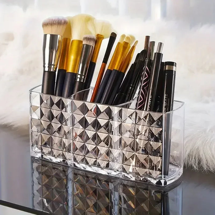Clear Acrylic-Style Make-up Brush & Lipstick Organiser — Desk Cosmetic Holder