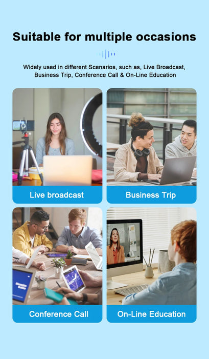 4x Omnidirectional Microphones Wireless Conference Speakerphone — USB & Bluetooth for PC/Laptop