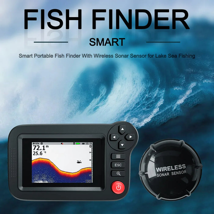 Portable Smart Fish Finder & Depth Sounder — Wireless 125 kHz Sonar