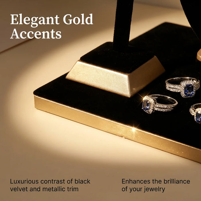 Velvet Jewellery Organiser Stand – Metal Ring, Pendant, Bracelet & Watch Display