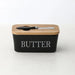 Ceramic Butter & Cheese Storage Box with Bamboo Lid and Knife — 14.8×8.5×6cm