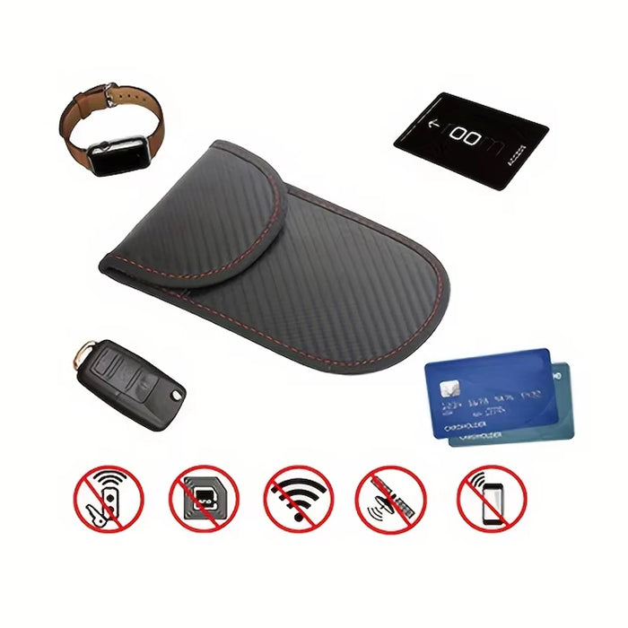 Keyless Car Key Faraday Pouch — RFID Signal Blocking Fob Case (Carbon Fibre)