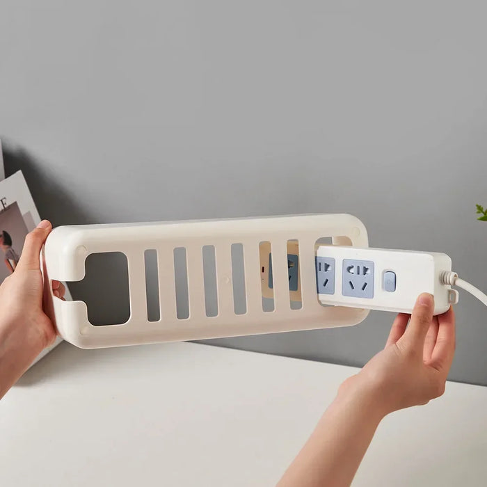 Cable Management Box with Bamboo Cover — Hide Power Strips & Desk Wires