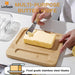 Bamboo Butter Dish with Glass Lid & Cutter — Reusable Butter Storage Case