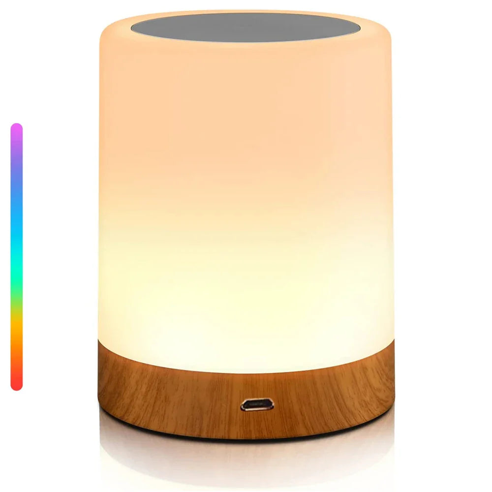 Lampa dotykowa LED - lampka nocna z RGB, czujnikiem dotyku i funkcją przenośnej lampki biurkowej - idealne rozwiązanie oświetlenia sypialni i prezent dla dzieci