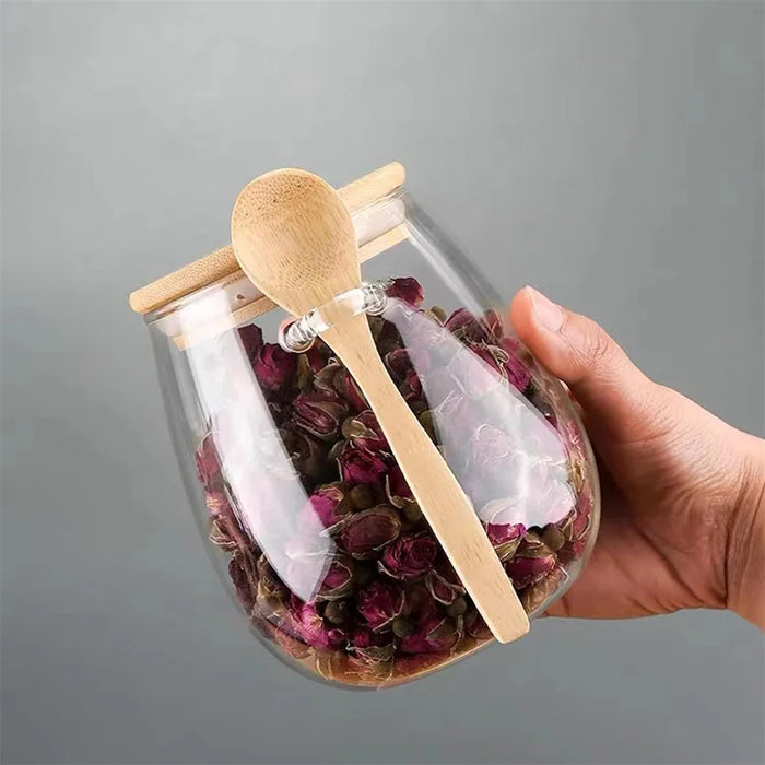 Airtight Glass Storage Jar with Bamboo Lid — 350 / 600 / 1000ml