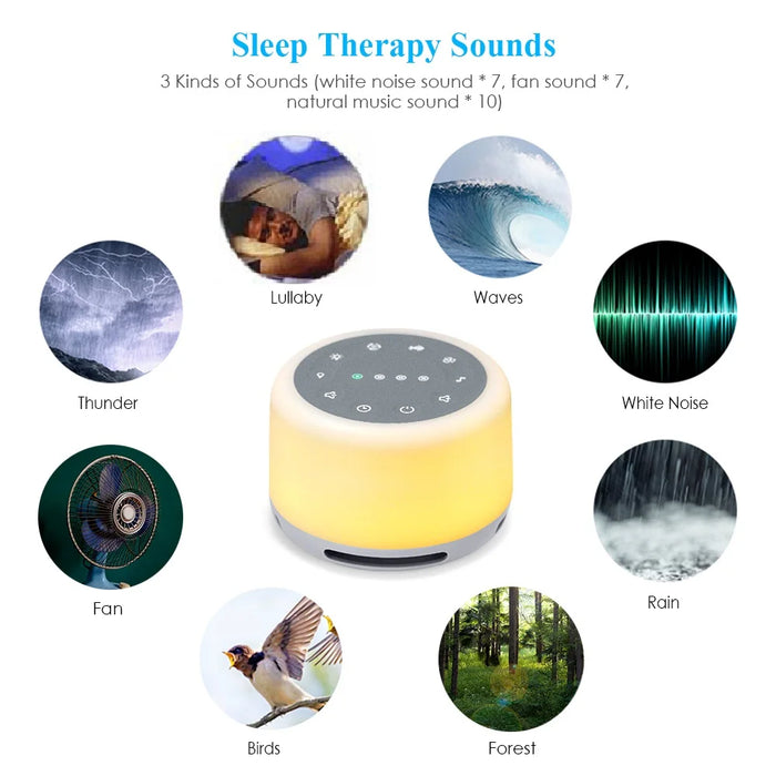 7‑Colour Night Light & 24‑Sound Sleep Machine — Rechargeable White Noise Speaker
