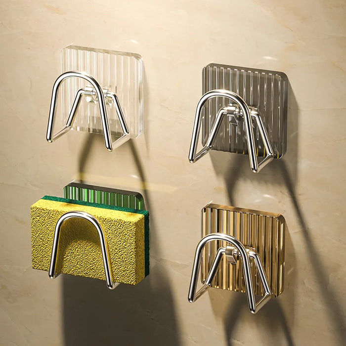Adhesive 304 Stainless Steel Sink Sponge Holder — Brushed Peel‑and‑Stick Organiser