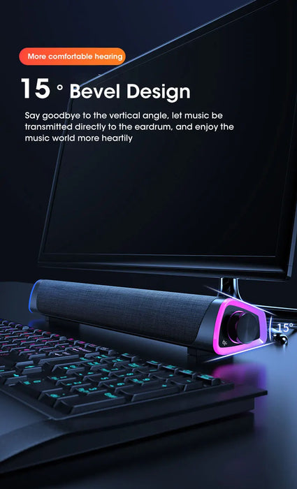 4D Stereo Sound Bar Speaker — Bluetooth 5.0, USB-Powered, AUX