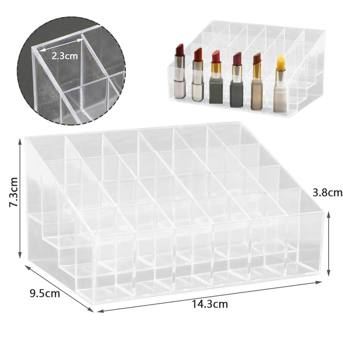 Acrylic 24-Grid Lipstick & Makeup Organiser Display Rack (Large)