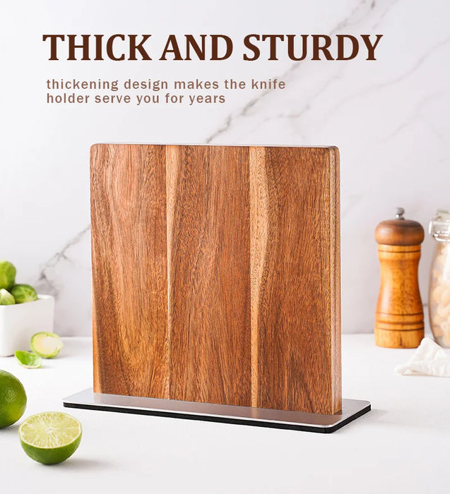 Acacia Wood Magnetic Knife Block – Modern Kitchen Holder with Strong Magnets