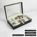 12-Slot Watch Box — Grey PU Leather with Clear Window & Velvet Lining