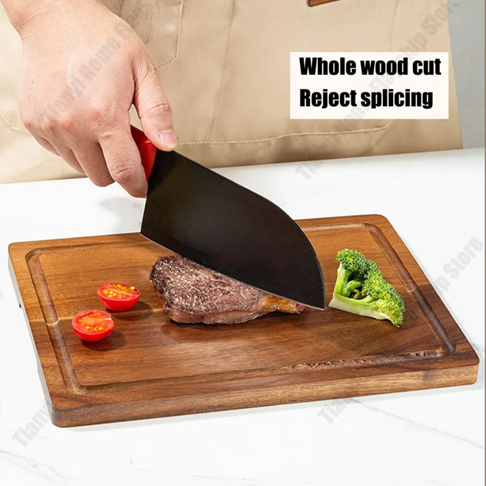 Acacia Wood Chopping Board — Thick Rectangular Cutting Board (S/M/L)