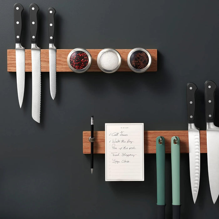 16in Acacia Magnetic Knife Holder — Neodymium Block Magnet