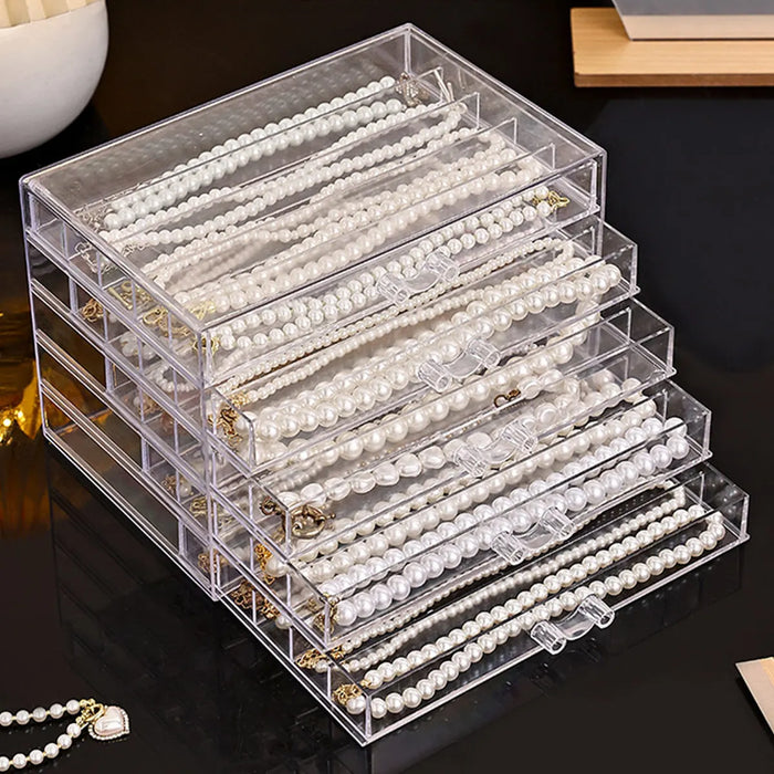 Transparent Jewellery Storage Box — Necklace Tray (3- or 5-layer)