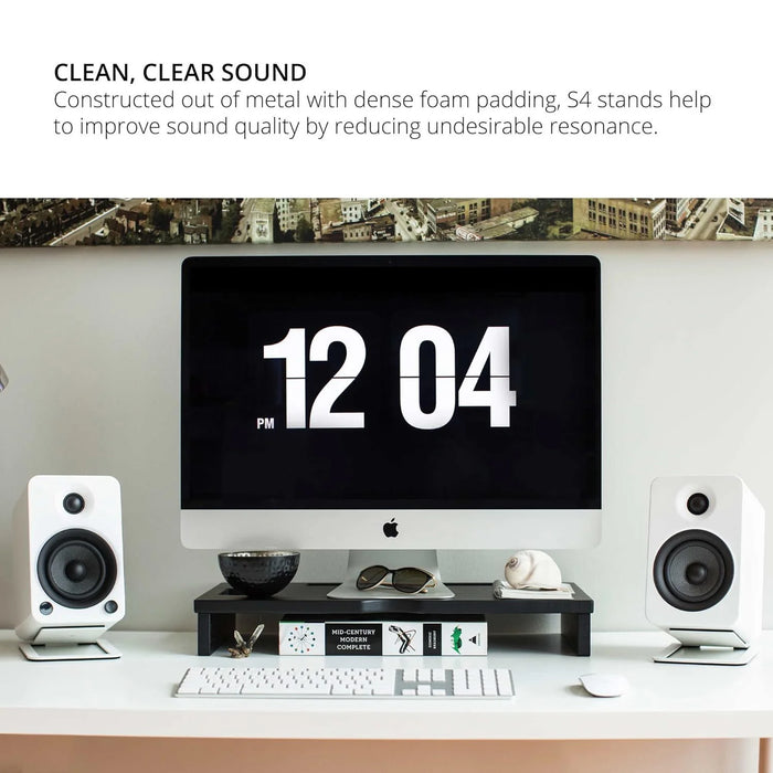 Pair of Desktop Speaker Stands for 3-4in Bookshelf Speakers — White