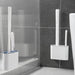 Wall-Mounted Silicone Toilet Brush with Long Handle — Quick-Dry Soft Bristles