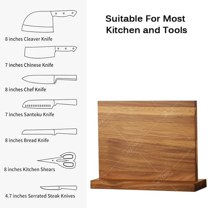 Acacia Wood Universal Knife Block with Removable Bristle Insert