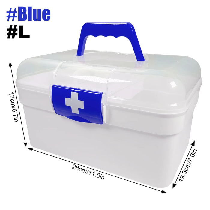 2-Tier Plastic Medicine Box with Handle — Large Capacity First‑Aid Organiser