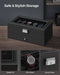 2-Tier Watch Box with Glass Lid — Holds 12 Watches, Lockable Drawer