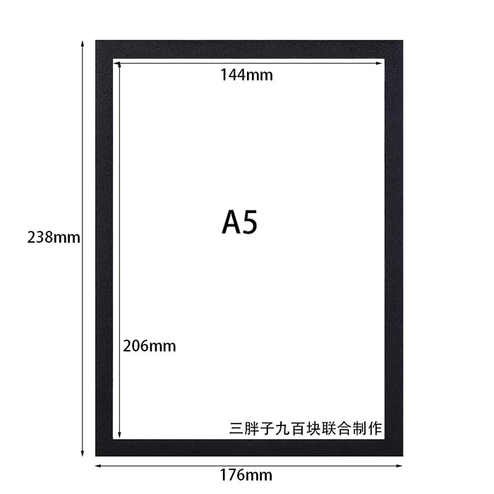 Set of 5 Magnetic Self‑Adhesive Photo Frames – A4/A5/A6, PVC with Plexiglass