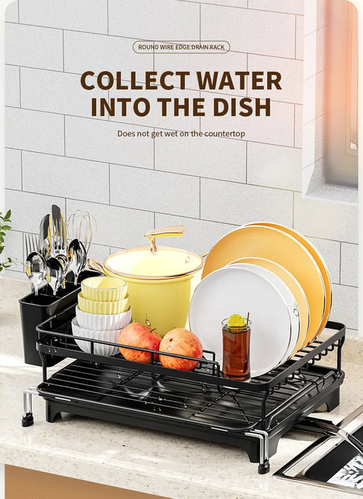 Extendable Over‑Sink Dish Drying Rack – Carbon Steel, Large Capacity