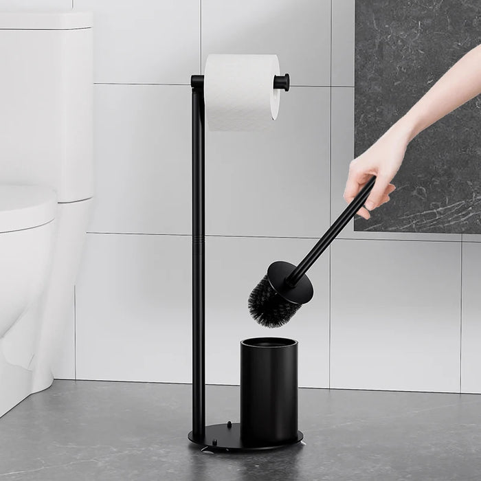 Foldable Floor-Standing Toilet Roll Holder with Reinforced Base, Standalone Dispenser