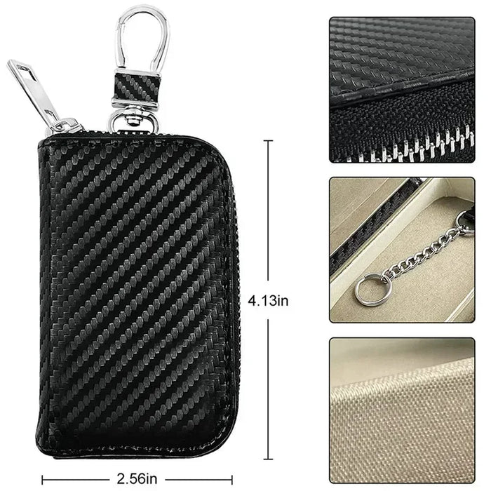 Signal‑Blocking Key Fob Pouch — Faraday RFID Protector (Black)