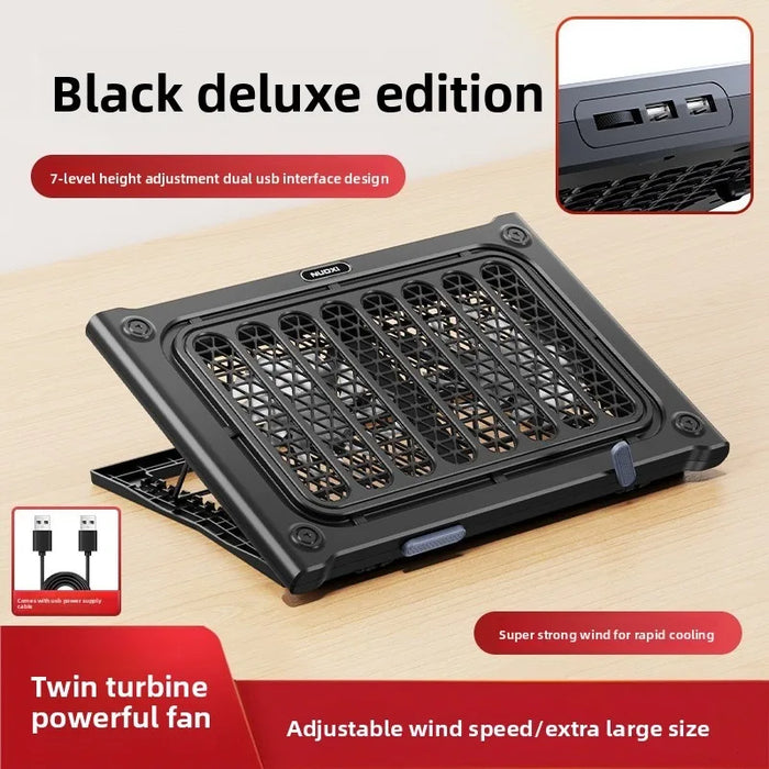 Laptop Cooling Pad — Dual Turbo Fans, Multi-Speed, 12–17.3-inch, Two USB Ports