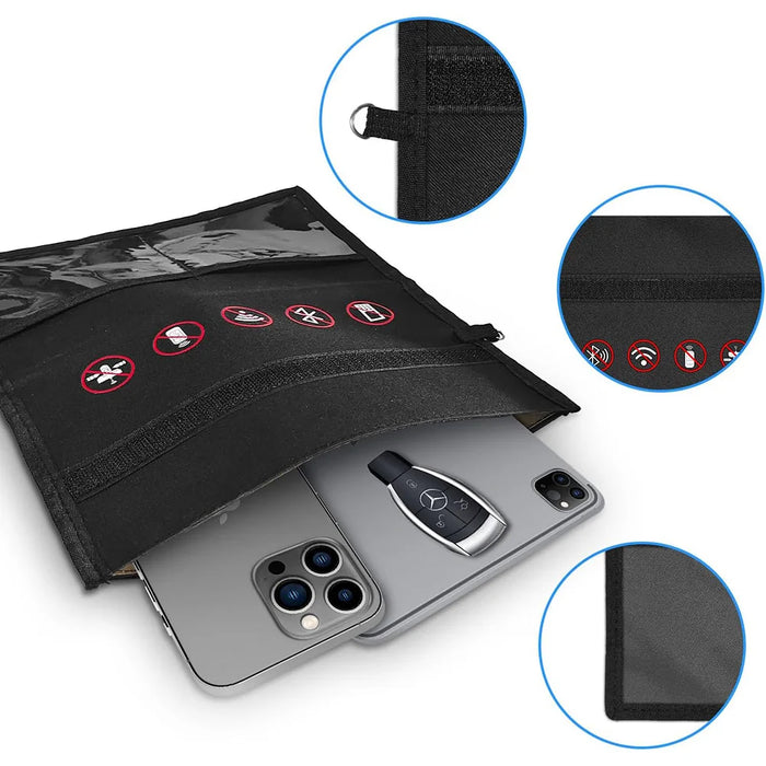 RFID Signal Blocking Faraday Pouch — Phone, Cards & Key Fob Shield