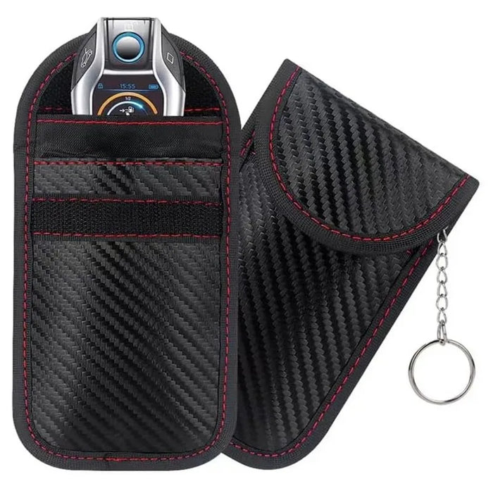 RFID Blocking Car Key Pouch – Carbon Fibre Faraday Fob Case (Black)