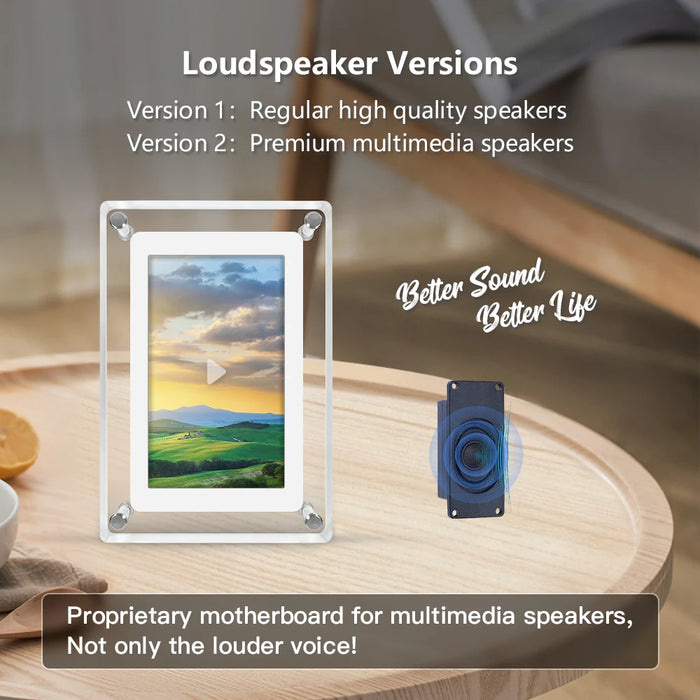 5-inch Acrylic Digital Photo Frame — 1200mAh Battery, 4GB, IPS Vertical Display