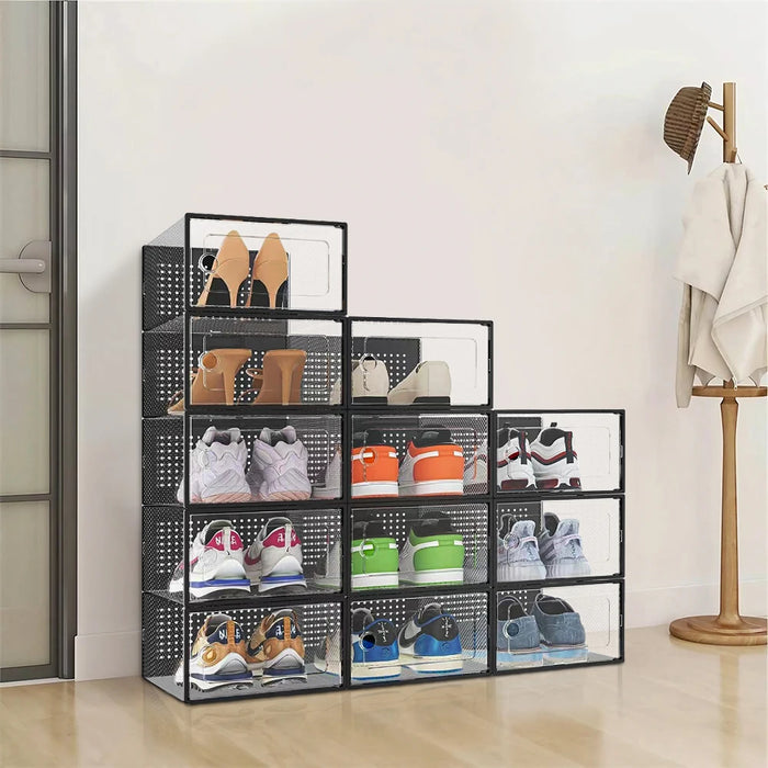 Pack of 12 Stackable Shoe Storage Boxes