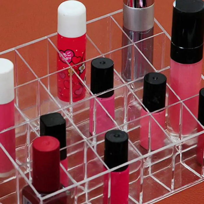 Acrylic 24-Grid Lipstick & Makeup Organiser Display Rack (Large)