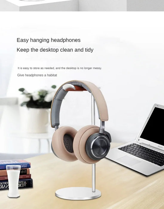 Curved Aluminium Headphone Stand – Sturdy Metal Headset Hanger with Solid Base (Black)