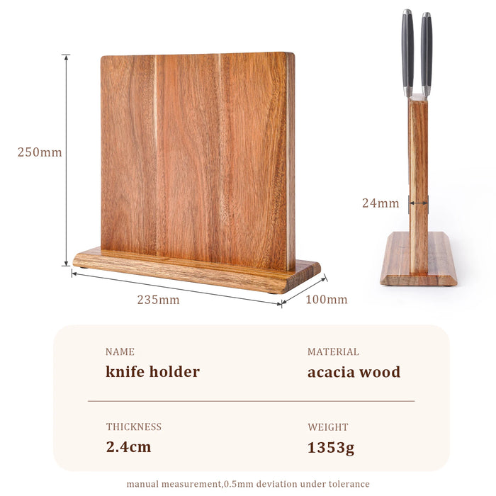 Acacia Wood Magnetic Knife Block – Kitchen Knife Rack with Strong Magnets