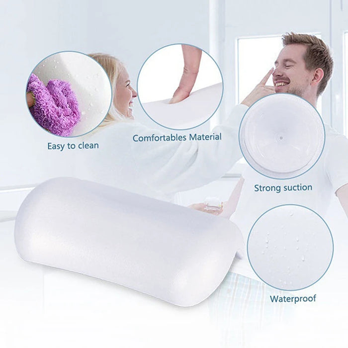 Spa Bath Pillow with Suction Cups – Soft Waterproof PU Neck Cushion
